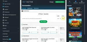 Tennis-Märkte mit Spielausgang und weiteren Quoten im Angebot von BetVictor